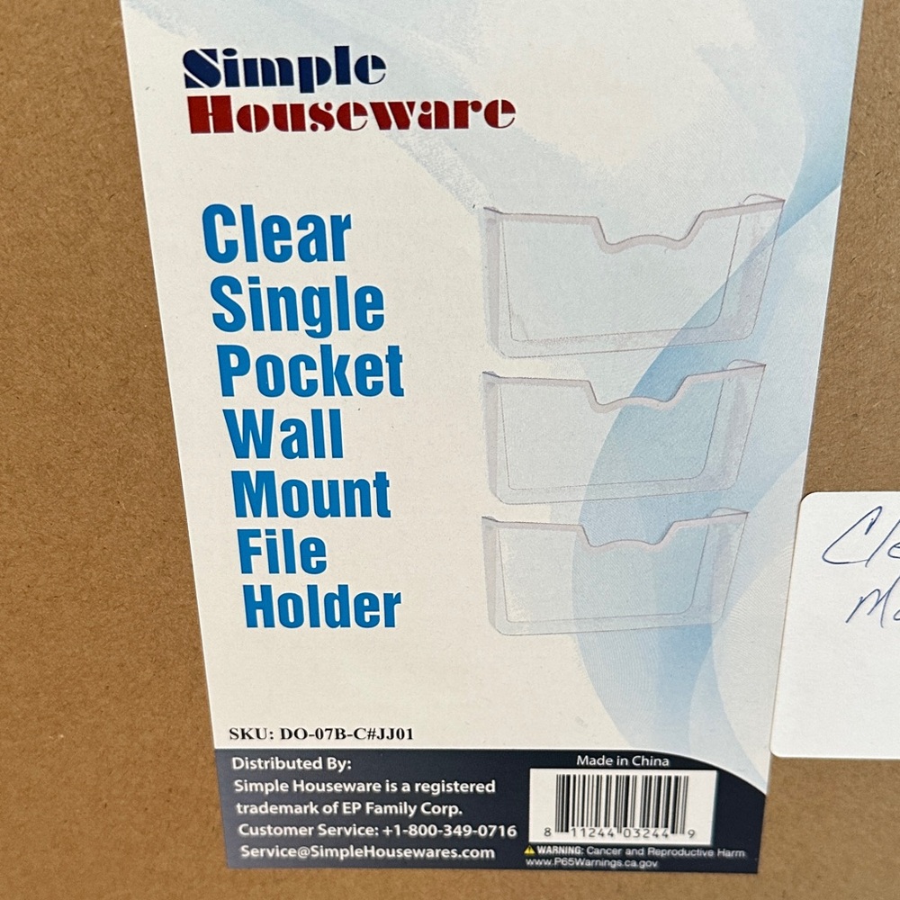 Clear Wall Mount File Holder